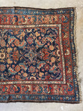 Small Antique Persian Rug / Navy Blue and Rust  3'5 x 6' Hamadan Rug #3895