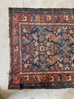 Small Antique Persian Rug / Navy Blue and Rust  3'5 x 6' Hamadan Rug #3895