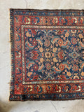 Small Antique Persian Rug / Navy Blue and Rust  3'5 x 6' Hamadan Rug #3895