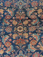 Small Antique Persian Rug / Navy Blue and Rust  3'5 x 6' Hamadan Rug #3895