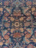 Small Antique Persian Rug / Navy Blue and Rust  3'5 x 6' Hamadan Rug #3895