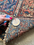 Small Antique Persian Rug / Navy Blue and Rust  3'5 x 6' Hamadan Rug #3895