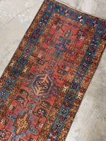 Skinny Persian Vintage Runner / 2'11 x 11'1 Antique Heriz Runner #4122
