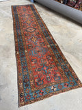 Skinny Persian Vintage Runner / 2'11 x 11'1 Antique Heriz Runner #4122