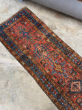 Skinny Persian Vintage Runner / 2'11 x 11'1 Antique Heriz Runner #4122