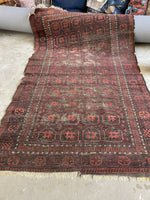 4x7 Worn Vintage Rug / 4' x 6'6 Nomadic Baluch rug #2141