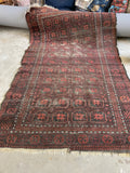 4x7 Worn Vintage Rug / 4' x 6'6 Nomadic Baluch rug #2141
