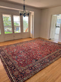 9x11 Floral Persian Heriz Rug / Antique Rug #4129