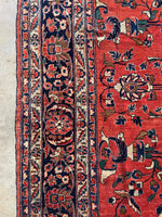Brick Red-Orange Antique Persian Lilihan Rug  / 9'6 x 11'10 Persian Rug #3323