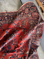 Brick Red-Orange Antique Persian Lilihan Rug  / 9'6 x 11'10 Persian Rug #3323