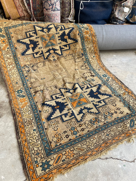 3'6 x 5'1 Antique Shirvan Rug #3083 / Small Vintage Rug