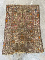 Worn Antique Rug / 3x5 Distressed Rug 