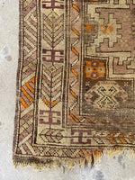 Worn Antique Rug / 3x5 Distressed Rug 