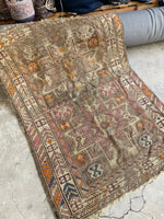 Worn Antique Rug / 3x5 Distressed Rug 