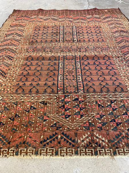 Antique Square Rug / 3'4 x 3'6 Turkoman (Turkmen) Rug #634