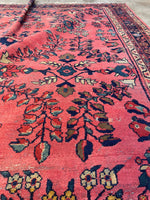 8x10 Hot Coral Antique Persian Mahal #3228