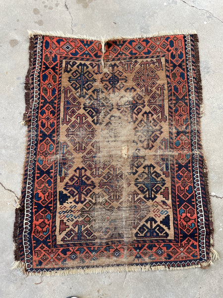 Worn Persian Rug #3087 / Distressed Baluch 2'10 x 3'7