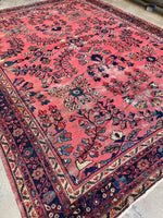 8x10 Hot Coral Antique Persian Mahal #3228