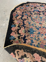 Oval Black Floral Antique Chinese Rug #3315