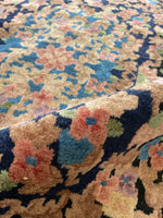 Oval Black Floral Antique Chinese Rug #3315
