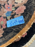 Oval Black Floral Antique Chinese Rug #3315