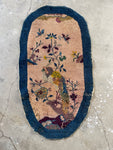 Antique Oval Chinese Rug / 2'7 x 4'7 Antique Art Deco Rug #3326