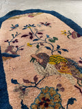 Antique Oval Chinese Rug / 2'7 x 4'7 Antique Art Deco Rug #3326