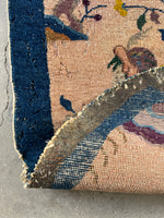 Antique Oval Chinese Rug / 2'7 x 4'7 Antique Art Deco Rug #3326