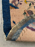 Antique Oval Chinese Rug / 2'7 x 4'7 Antique Art Deco Rug #3326