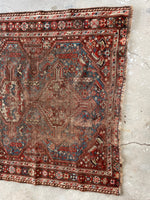 4'7 x 5'10 Antique Worn Persian Rug #429 / Small Vintage Rug