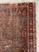 4'7 x 5'10 Antique Worn Persian Rug #429 / Small Vintage Rug