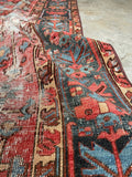 Distressed Heriz Rug / 8x11 Worn Antique Persian Heriz Rug #3229