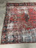 8x11 Worn Antique Persian Heriz Rug #3229