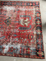 8x11 Worn Antique Persian Heriz Rug #3229