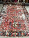 Distressed Heriz Rug / 8x12 Worn Antique Persian Heriz Rug #3229