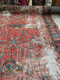 Distressed Heriz Rug / 8x12 Worn Antique Persian Heriz Rug #3229