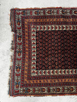 Small Worn Persian Rug / 3'4 x 4'8 Antique Afshar Rug #3595