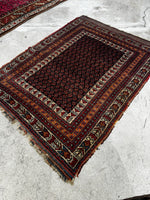 Small Worn Persian Rug / 3'4 x 4'8 Antique Afshar Rug #3595