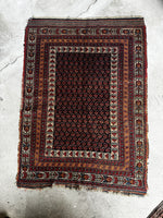 Small Worn Persian Rug / 3'4 x 4'8 Antique Afshar Rug #3595