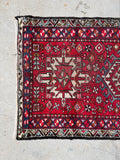 Skinny Vintage Tribal Persian Runner / 2'10 x 10' Red Skinny Gharajeh Runner #3935