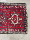 Skinny Vintage Tribal Persian Runner / 2'10 x 10' Red Skinny Gharajeh Runner #3935