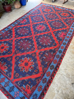 7x13 Vibrant Vintage Flat Weave Kilim Soumak #3488ML