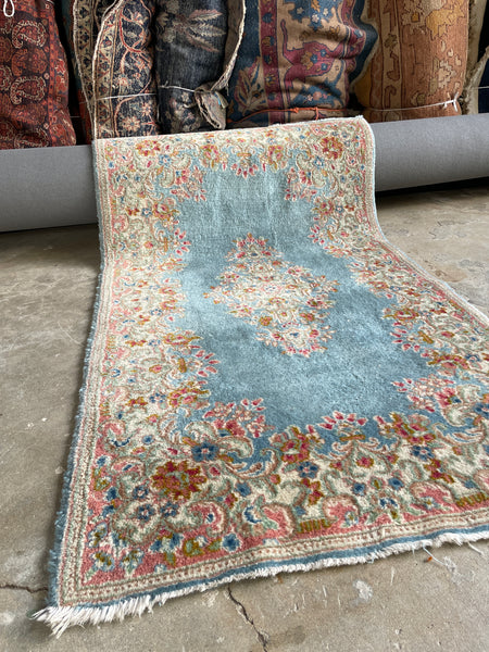 3x5 Vintage Persian French Blue Rug