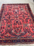 8x10 Hot Coral Antique Persian Mahal #3228