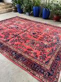 8x10 Hot Coral Antique Persian Mahal #3228