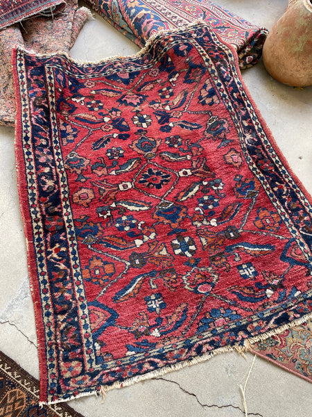 3'5 x 4'4 Antique Persian Lilihan rug #2668 - Blue Parakeet Rugs