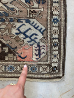 4x6 Muted Tribal Vintage Rug / 4'2 x 5'10 Antique Eagle Kazak (#1200)