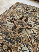 4x6 Muted Tribal Vintage Rug / 4'2 x 5'10 Antique Eagle Kazak (#1200)