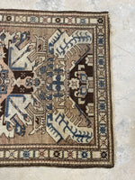 4x6 Muted Tribal Vintage Rug / 4'2 x 5'10 Antique Eagle Kazak (#1200)