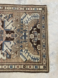 4x6 Muted Tribal Vintage Rug / 4'2 x 5'10 Antique Eagle Kazak (#1200)